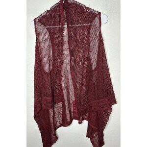 Kate Todd Crochet Net Mesh Asymmetrical Wine Red Vest Top One Size